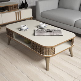 Hanah Home Eylül Mesa de Centro Crema
